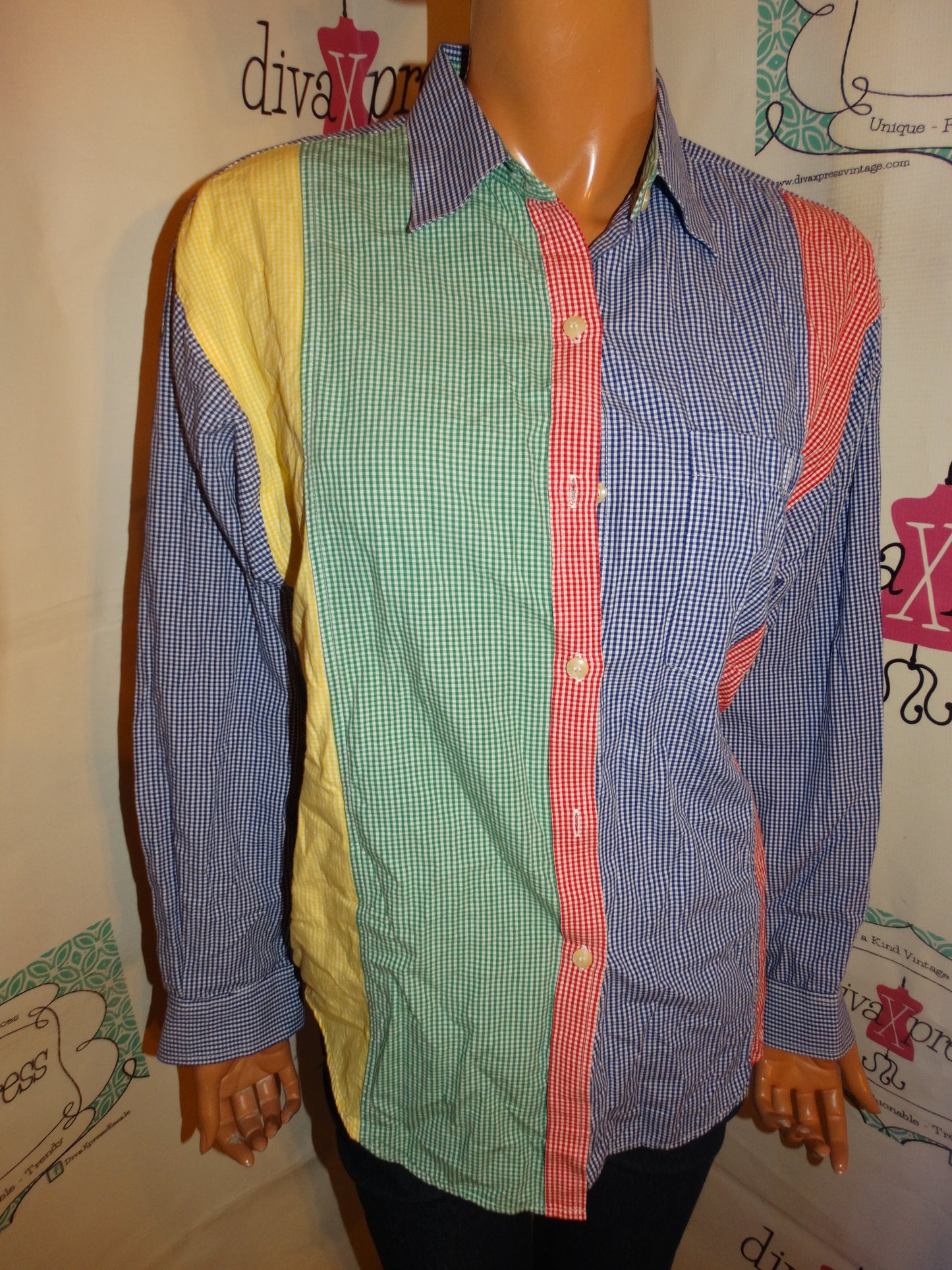 Vintage Panhandle Slim Blue/Green/ Plaid Shirt Size M