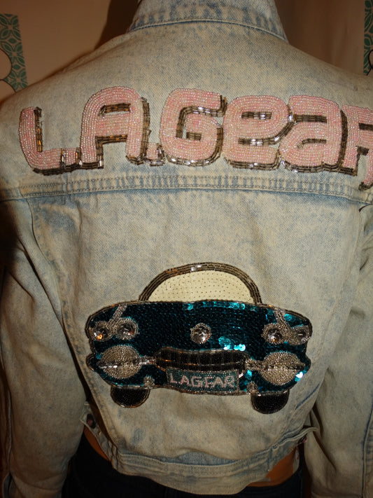Vintage LA Gear Jean Beaded Jacket With Original Tag Size M