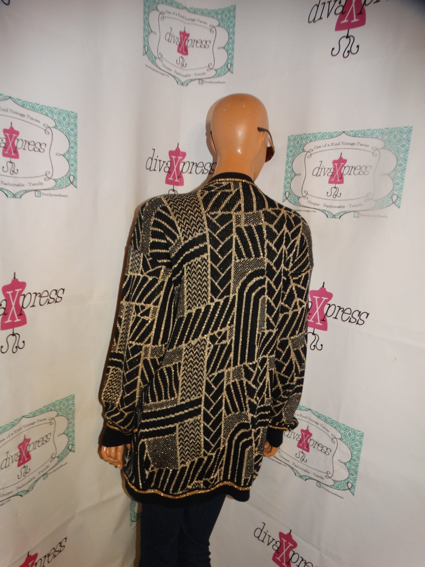 Vintage J.J Browne Black/Gold Sweater Throw Size M