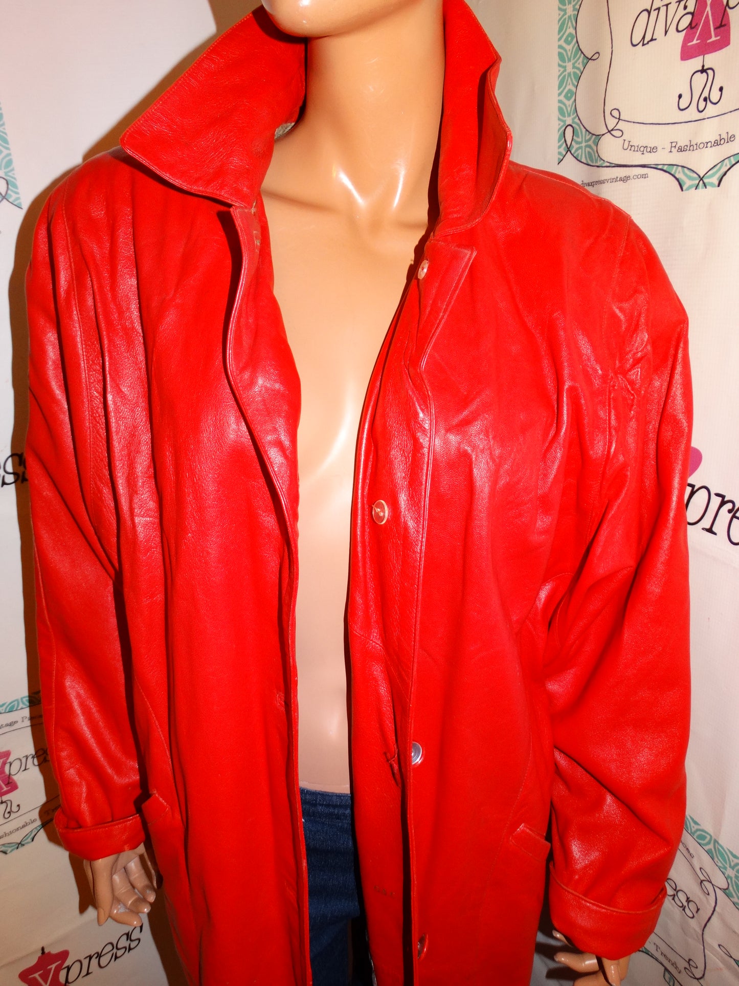 Vintage Natura Vera Pelle Red Leather Jacket Size 1x