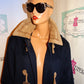 Vintage Johnathan Micheal Blue Suede Long Hooded Wool Coat Size 2x
