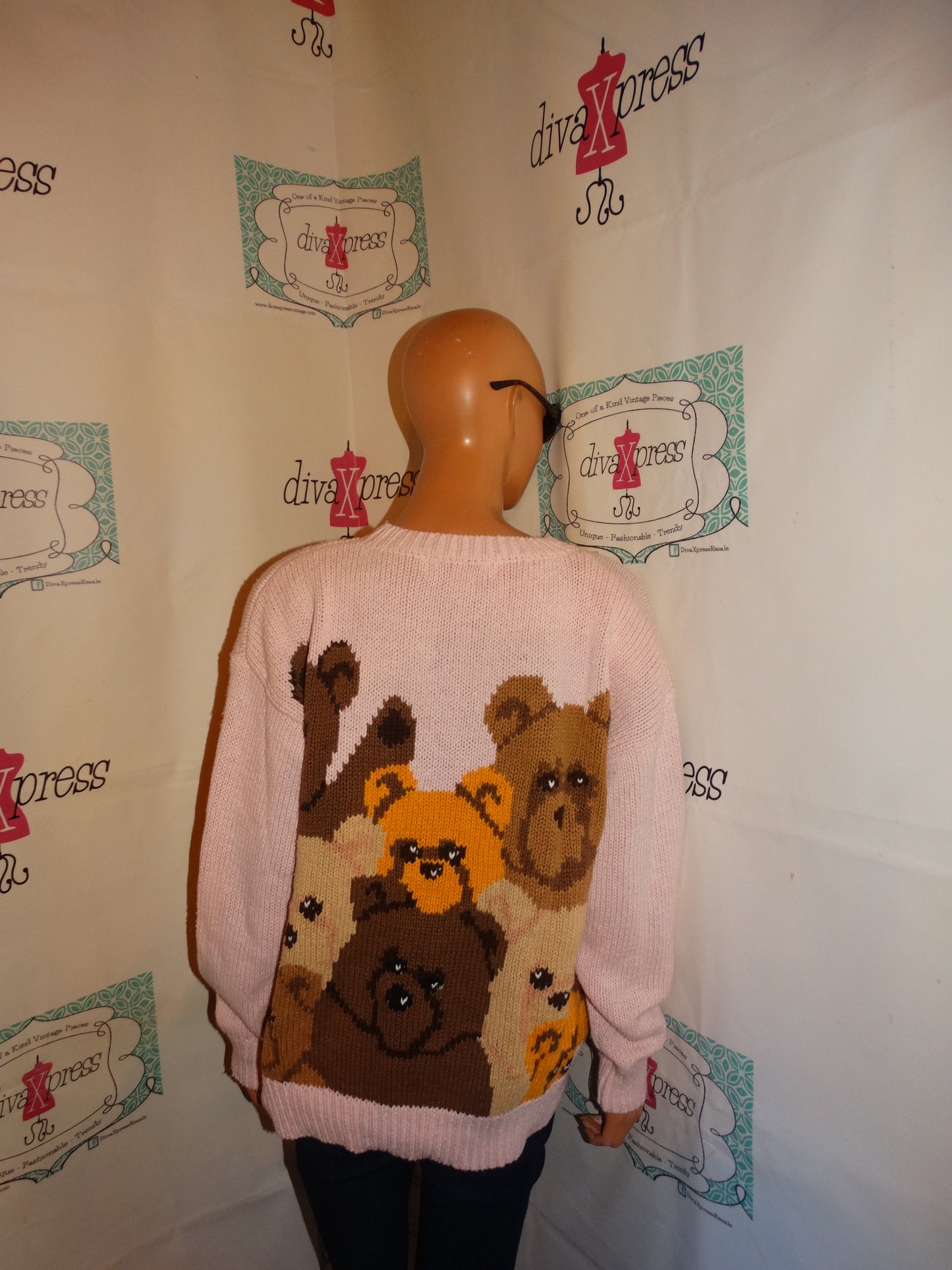 Vintage Samatha Taylor Pink Teddy Bear Sweater Size XL