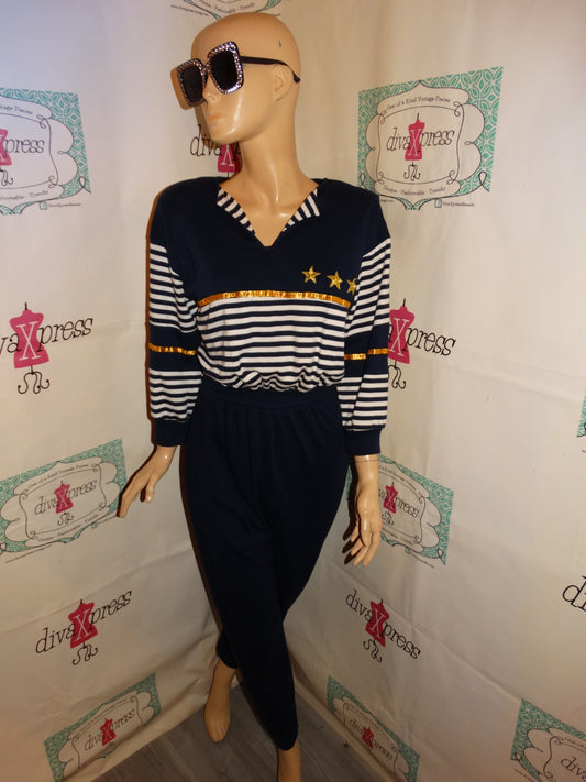 Vintage Rafael Blue/White Gold Jumper Size M