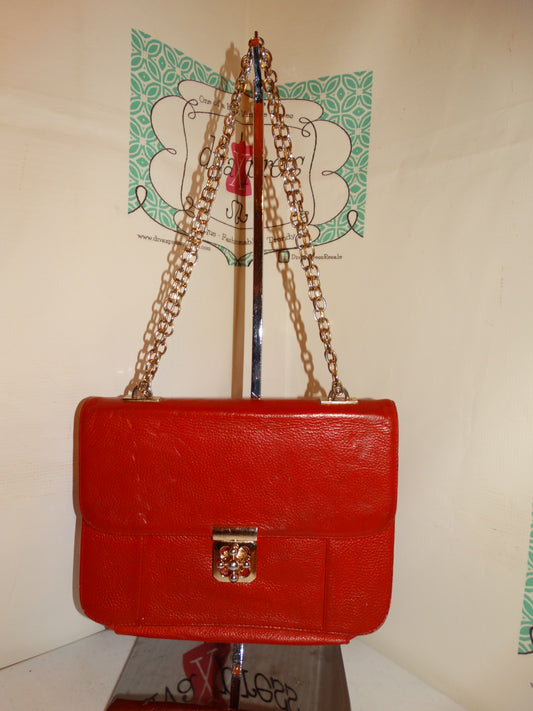 Vintage Red Leather KizzMe Chain Purse Size M
