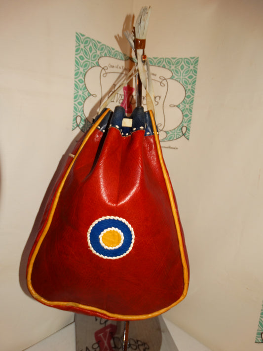 Vintage Red Leather Wristlet Pouch Size XL