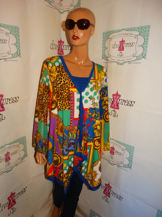 Vintage Miyroyo Colorful Chain Versace Style Blouse Size 1x