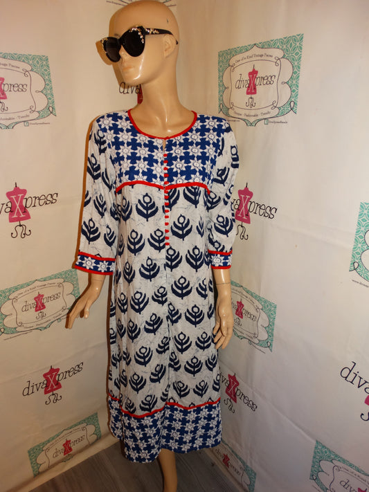 Vintage Rama's Blue/White Floral Dress Size L