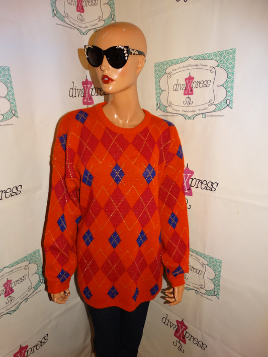 Vintage Orange Colorful Sweater Size 1x