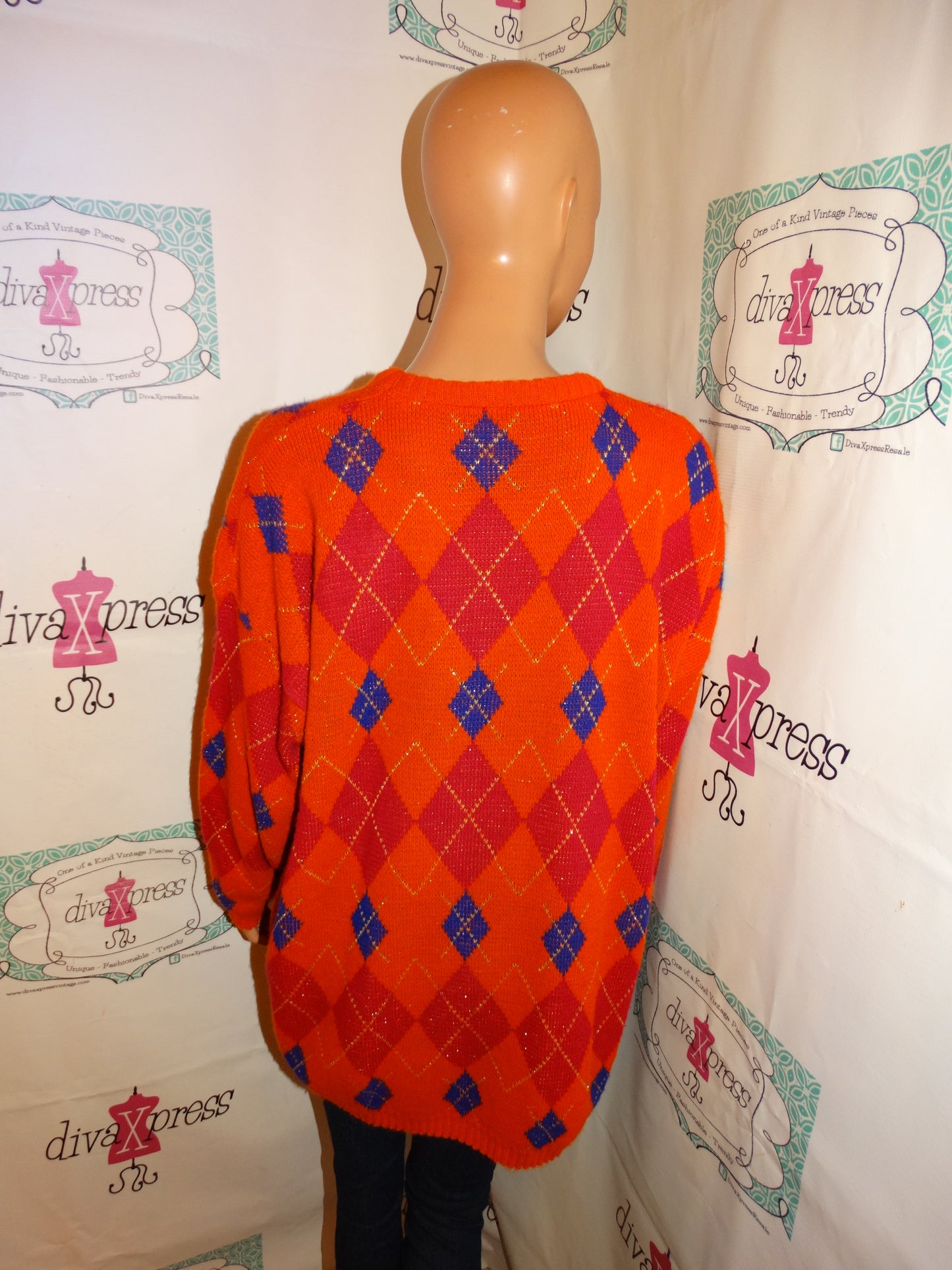 Vintage Orange Colorful Sweater Size 1x