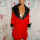 Vintage Red/Black Fur Lined Poncho Size XL-3x