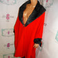 Vintage Red/Black Fur Lined Poncho Size XL-3x