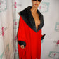 Vintage Red/Black Fur Lined Poncho Size XL-3x