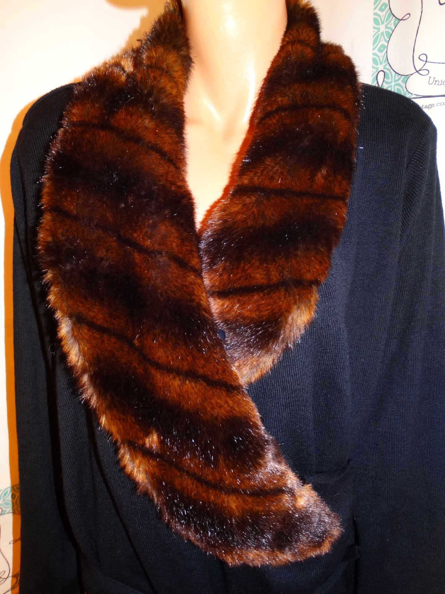 Vintage Kenmar Black Faux Fur Collar Dress Size 2x