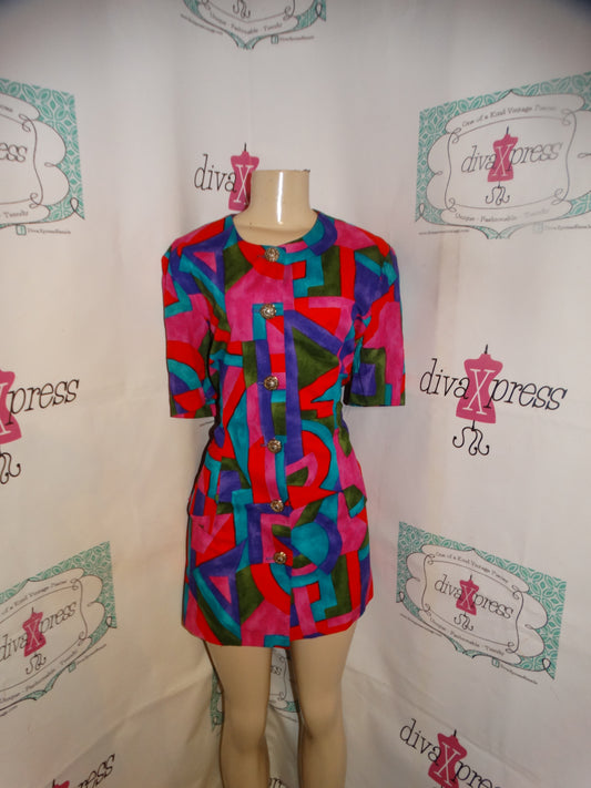 Vintage Jeffery @ Dara Pink Colorful Top Size L