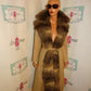 Vintage Tan Authentic fur Lined Trench Coat Size S