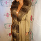 Vintage Tan Authentic fur Lined Trench Coat Size S