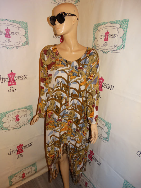 Vintage The African Heritage Cream Face Dress Size 2x