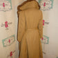 Vintage Tan Authentic fur Lined Trench Coat Size S