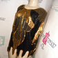 Vintage Oleg Cassini Black/Gold Sequins Top Size M