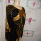 Vintage Oleg Cassini Black/Gold Sequins Top Size M