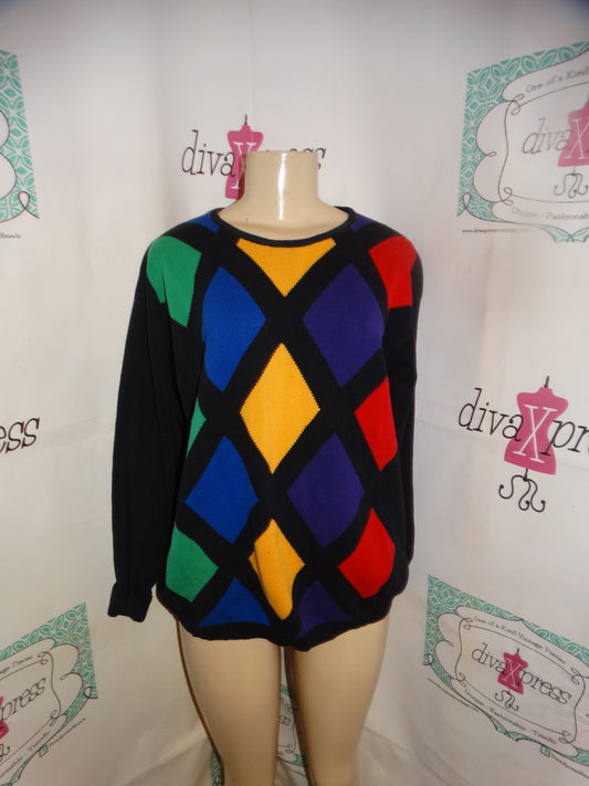Vintage Pringle Black Colorful Sweater Size L