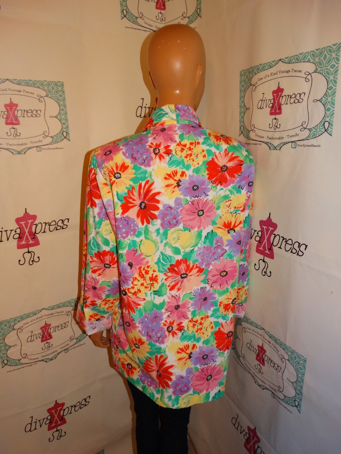 Vintage Pink/Colorful Floral Blazer Size L
