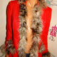 Vintage Red Custom Blazer with Fur Size S