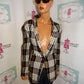 Vintage Lew Magram Black/White Plaid Blazer Size XL