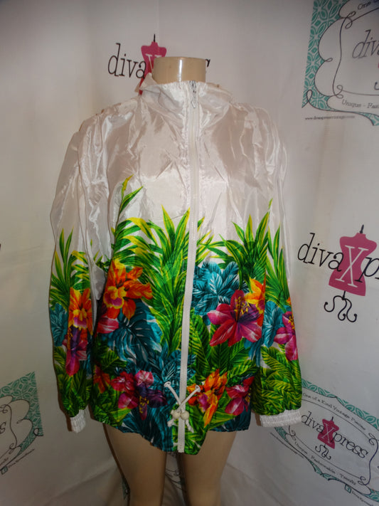 Vintage Lavon White floral Bomber Jacket Size L