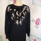 Vintage Leslie Knits Black Sequins Sweater Size L