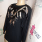Vintage Leslie Knits Black Sequins Sweater Size L