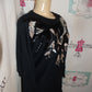 Vintage Leslie Knits Black Sequins Sweater Size L