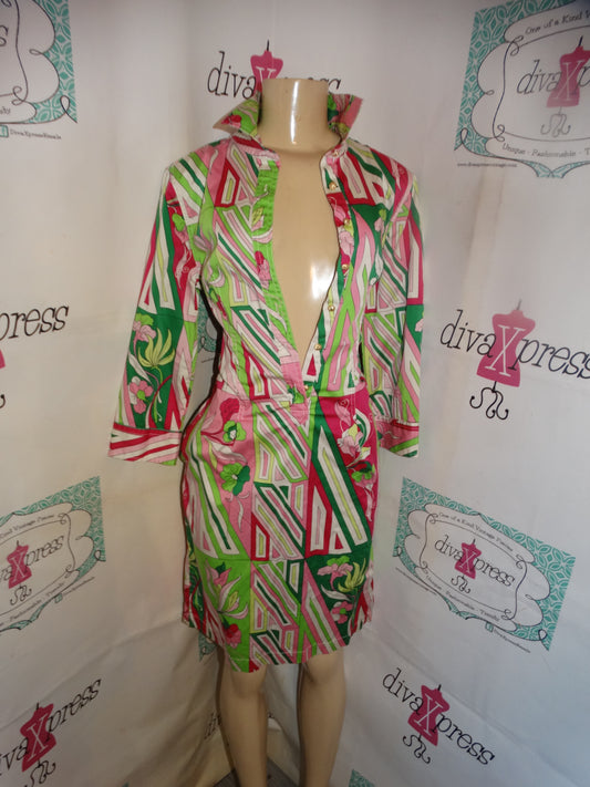 Vintage Tablets Pink/GReen Dress Size M