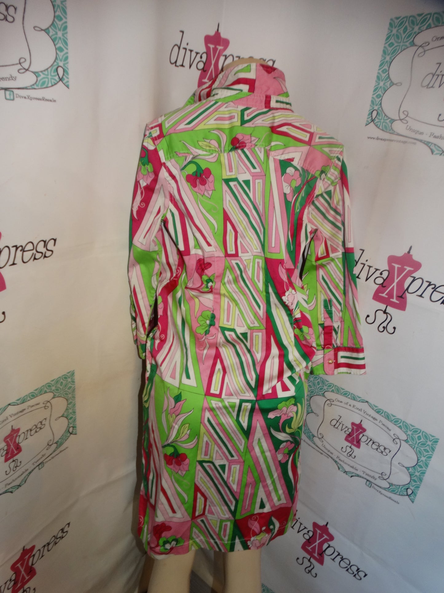 Vintage Tablets Pink/GReen Dress Size M