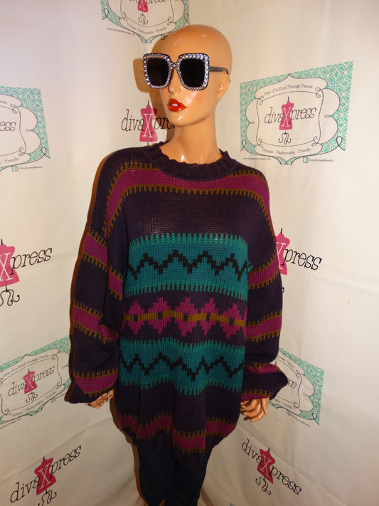 Vintage River Brand Arrow Purple/Tan Colorful Sweater Size 2x