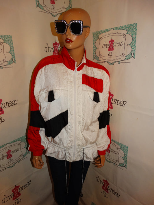 Vintage Sunterra White/black/Red Bomber Jacket Size M