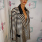 Vintage Moshinta Cream/Black Striped Blazer Size 2x