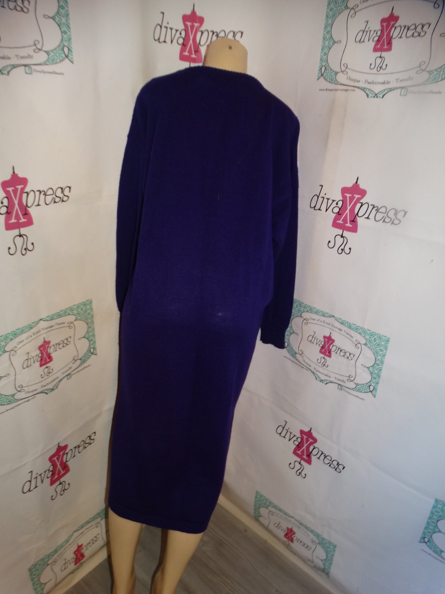 Vintage LArisng Purple/White Sweater Dress size 2x