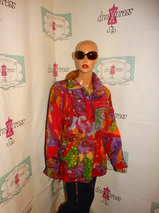 Vintage Pink Colorful Sequins Jacket Size 1x