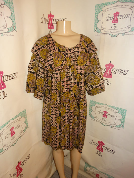 Vintage The African Heritage  Black Egyptian Face High Shoulder Dress/Top Size 1x