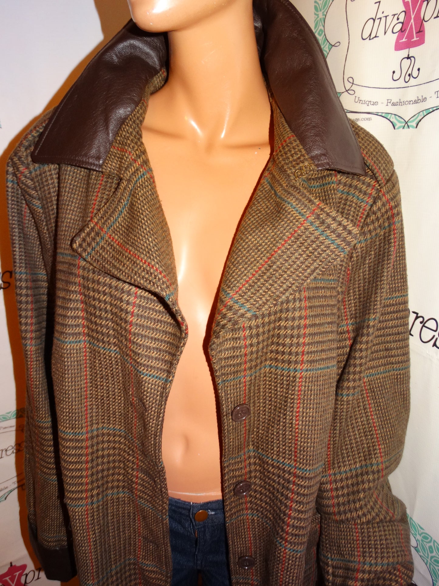 Vintage Jessica London Brown Plaid Jacket Size 2x