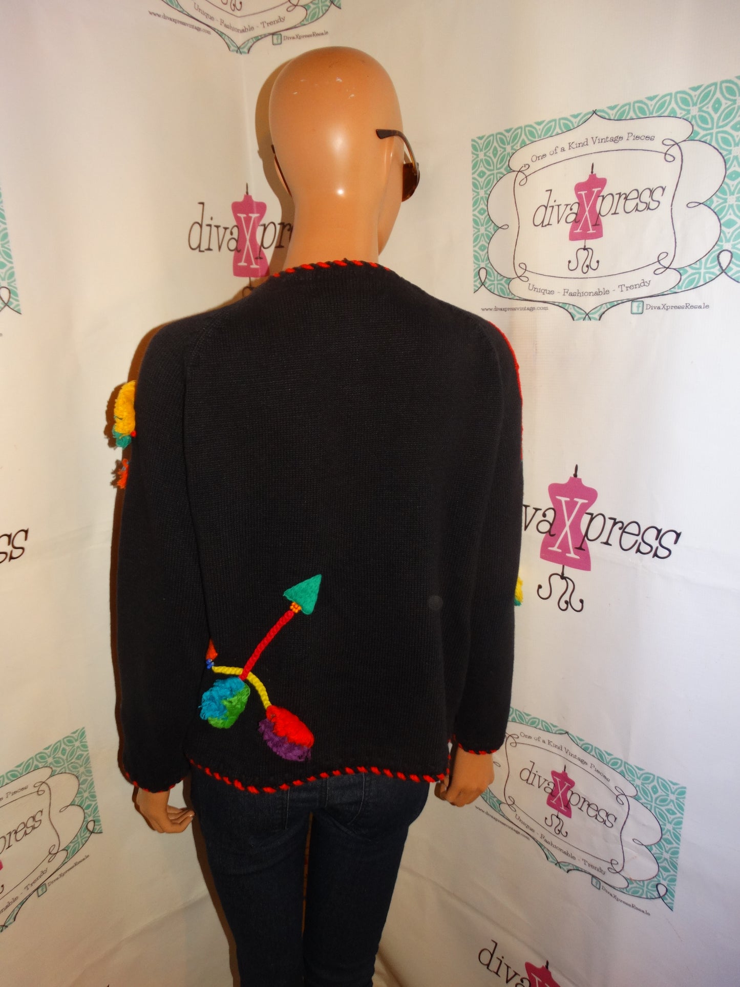 Vintage Michael Simon Colorful Sweater Cardigan Size XL