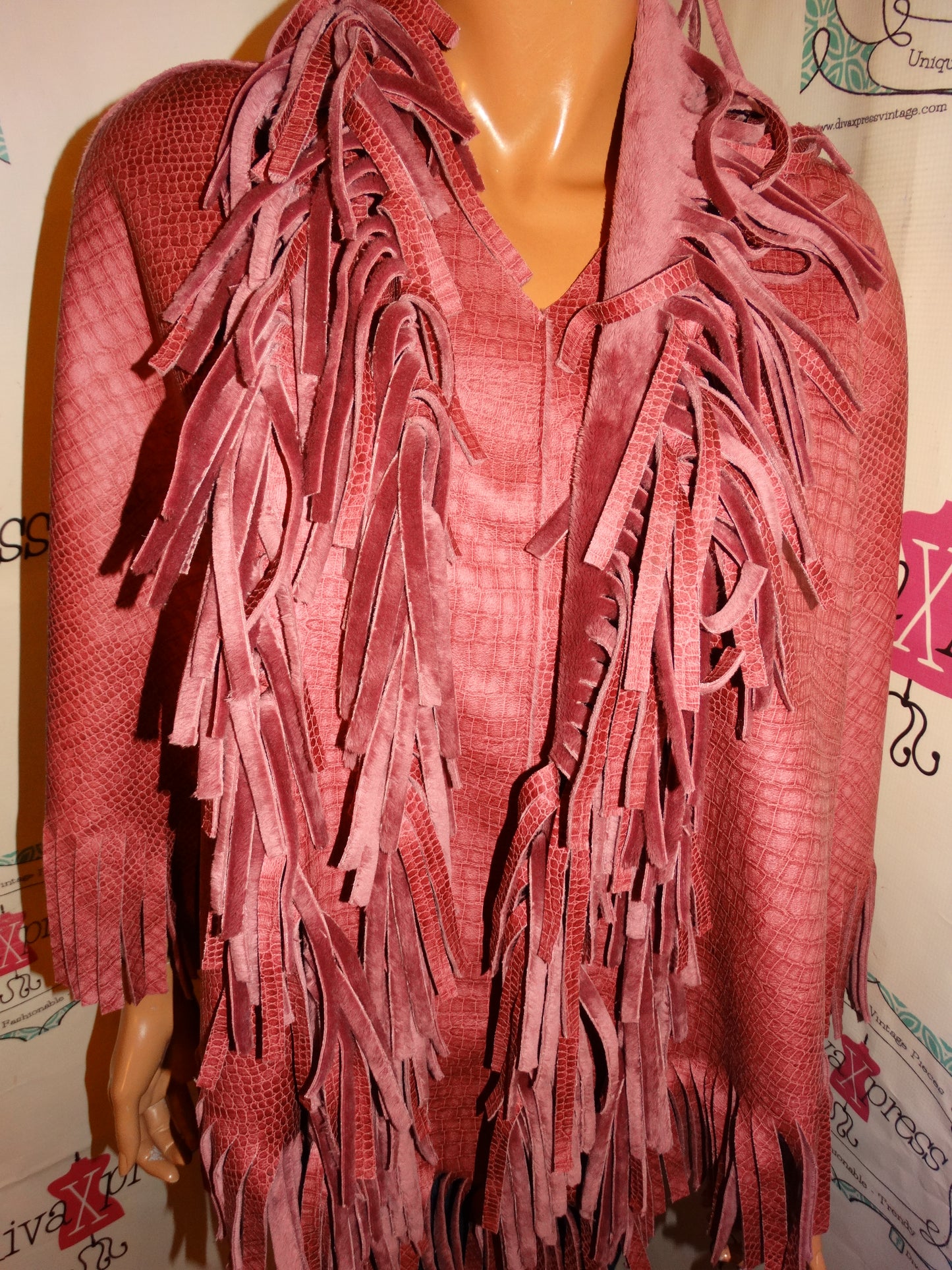Vintage Neck Works Pink Shingle Poncho With ScarfL-XL