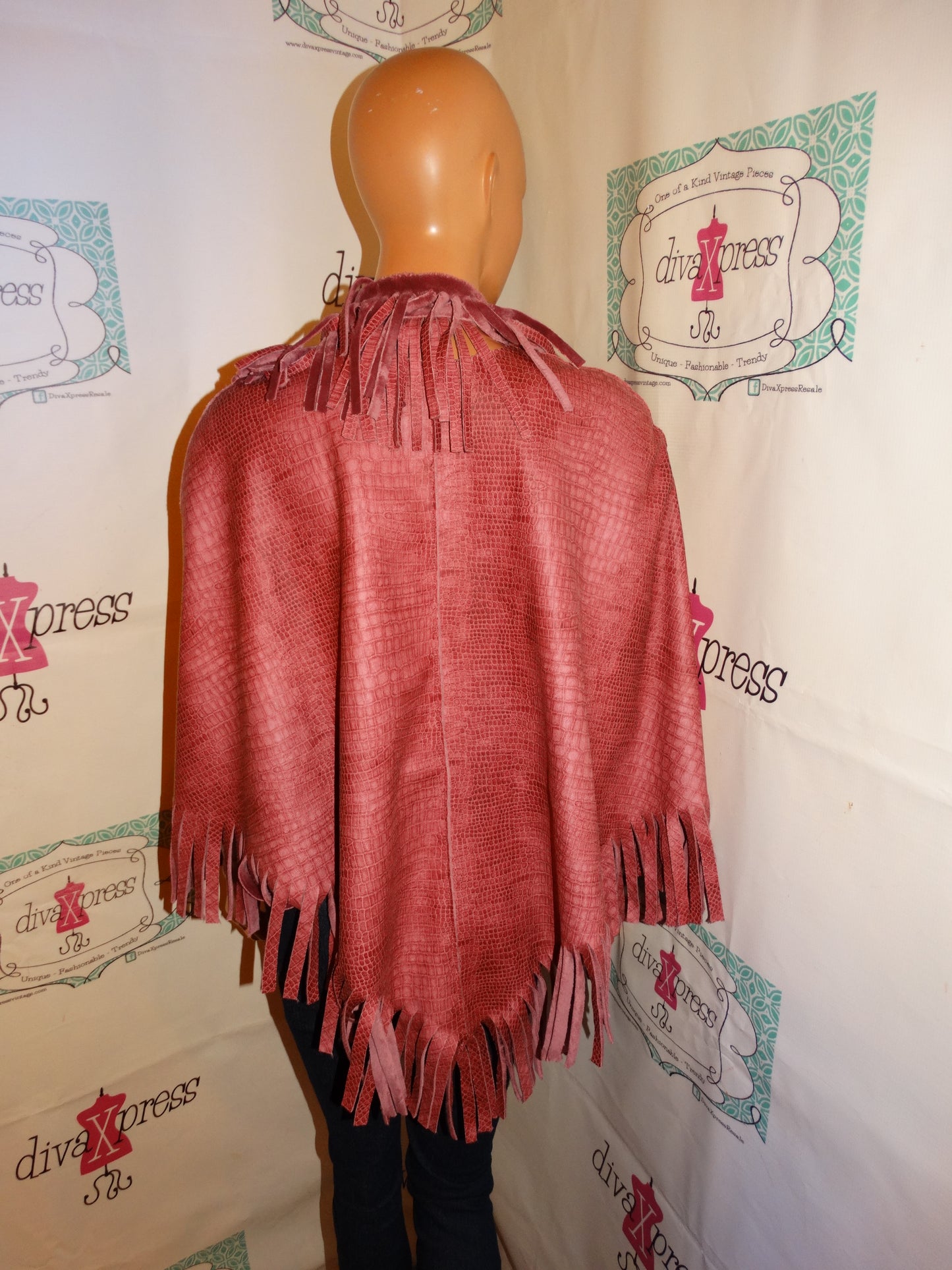 Vintage Neck Works Pink Shingle Poncho With ScarfL-XL