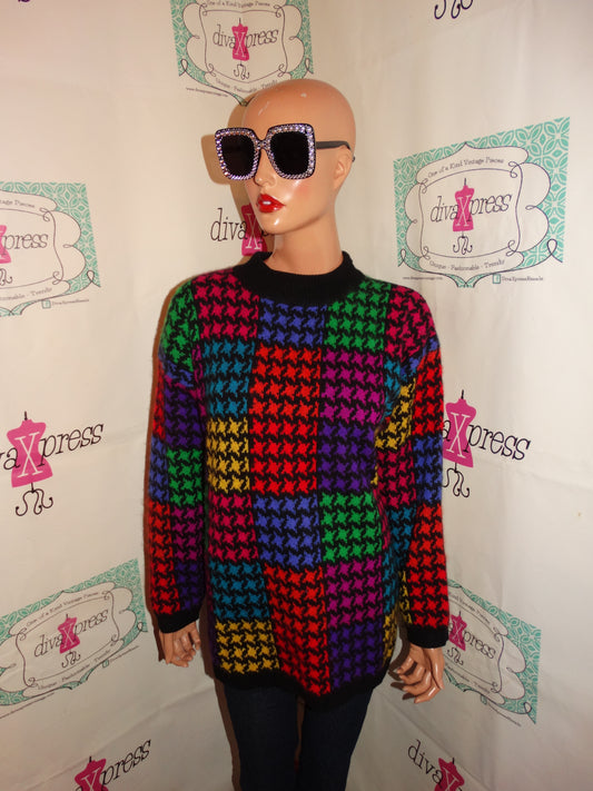 Vintage Rafella Black Colorful Sweater Size L