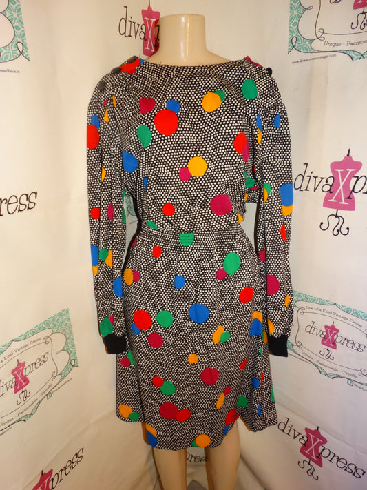 Vintage Top Notch Colorful 2 Piece Skirt Set Size 2x