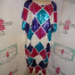 Vintage Stenay Pink/White Blue Sequins Dress Size 1x