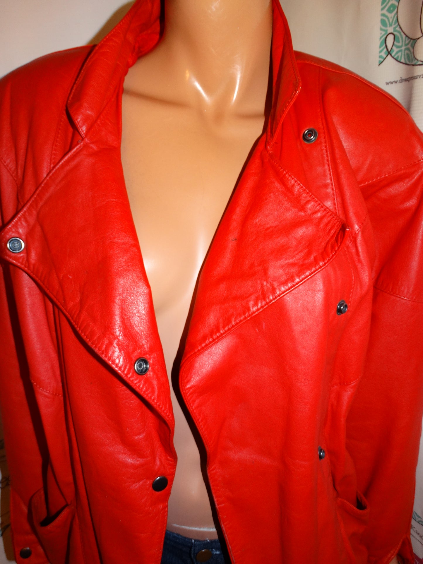 Vintage Red Leather Jacket Size L