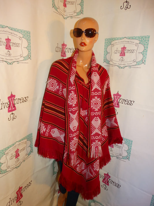 Vintage Pink Cream/White Poncho Size 3x