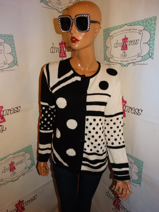 Vintage Terazzo Black/White Polka Dot Sweater Size M